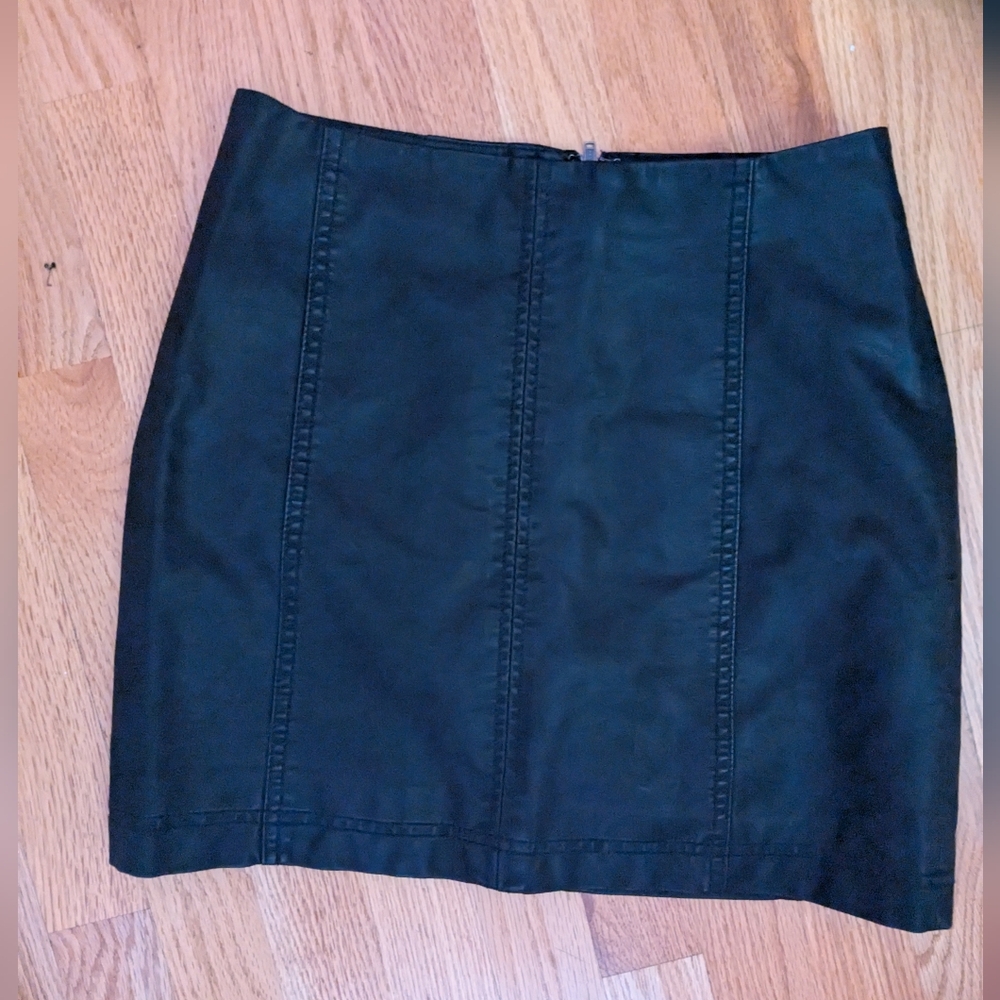 Free people Black pleather Leather Skirt